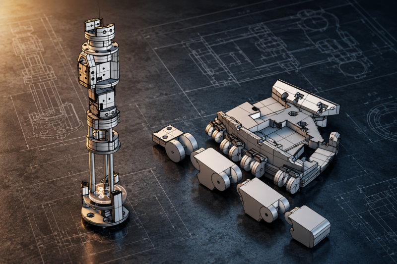 Robotik-CAD auf technischem Bauplan Robotik-CAD auf technischem Bauplan